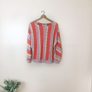 [Daytrip] Orange, Purple Yellow Striped Dolman Sleeve Knit Sweater